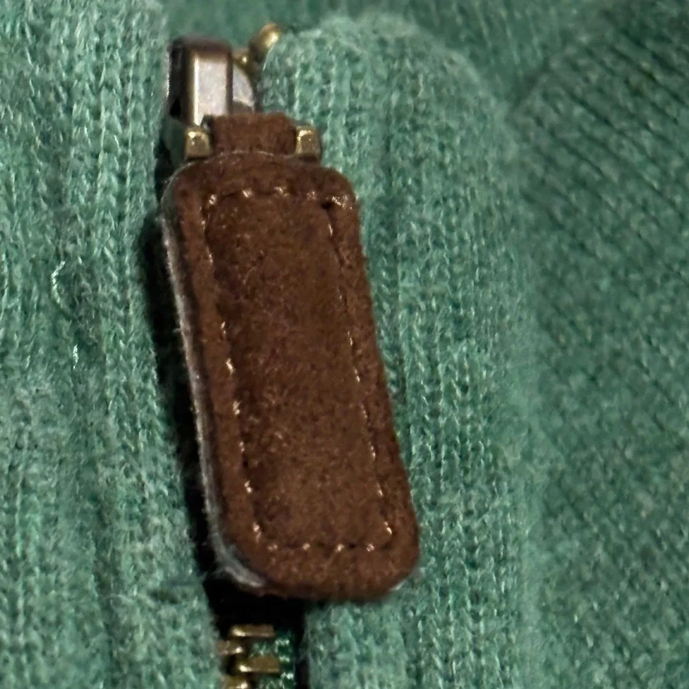 Polo‎ Ralph Lauren Quarter Zip Pullover Mens Medium Green Cotton Knit Preppy